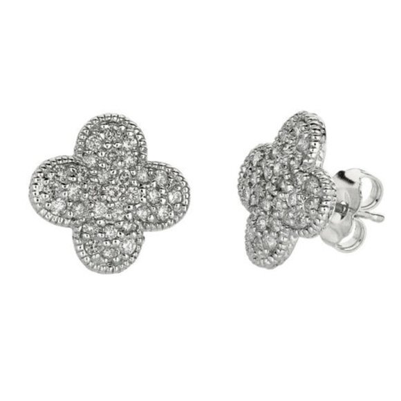 Morris & David Jewelry - 0.74 Carat Natural Diamond Earrings G SI 14K White Gold